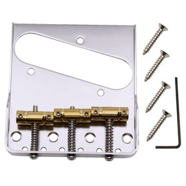 TUOREN Vintage Telecaster Bridge with Brass Compensated 3-Saddles Assembly Fit Fender Telecaster Tele Electric Guitar