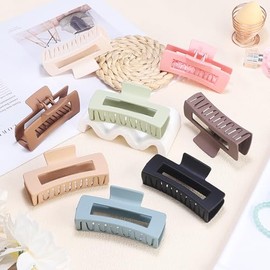 CHANDAT-Pinzas para el pelo grandes de 4,1 pulgadas, 8 piezas, pinzas rectangulares grandes para el pelo grueso, pinzas antideslizantes, pinzas acríli