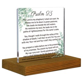 Psalm 23 Sign, Bible Verse Sign, Christian Home Decor Sign, Scripture Plaque, Faith Plaque, Acrylic Desk Decor Sign with Wood Stand - FSA071