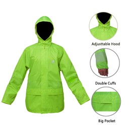 Niruoxn Mens Waterproof Rain Suit With Hood 2 Pieces Lightweight Fishing Camping Rain Jacket(Fluorescent Green,XL)