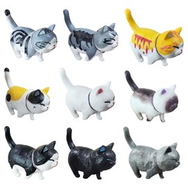 9PCS Car Cute Cat Decors, Fun Car Rear View Mirror Ornaments, Cat Figurines Set Dashboard Decorations, Universal Car Interior Accessories for Vehicle Home Desk Office (9PCS)