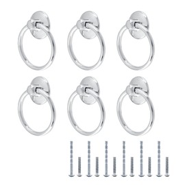 Waziaqoc 6PCS Modern Style Ring Pulls, Chrome Pull Ring Zinc Alloy Decorative Ring Pull Handle for Dresser Drawers Closet Kitchen Cabinets Wardrobe