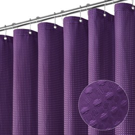MitoVilla Purple Shower Curtain, 72 x 78, Luxury Waffle Fabric for Modern Bathroom Decor, Heavy Duty Hotel Cloth, 78 inch Long