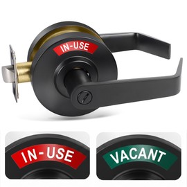 Commercial Privacy Indicator Door Lock, Heavy Duty Bathroom Handle with Large In-Use/Vacant Display,Occupied Bathroom Door Lock - ANSI Grade 2 Restroom Lever for Office, Cafe & Gym (Matte Black)