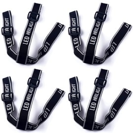 RecDec 4 Pack Headlamp Strap Replacement Headband Head Lamp Elastic Head Band Belt for LED Headlamps Flashlight Rechargeable Hands-Free Headlight Bike Front Light