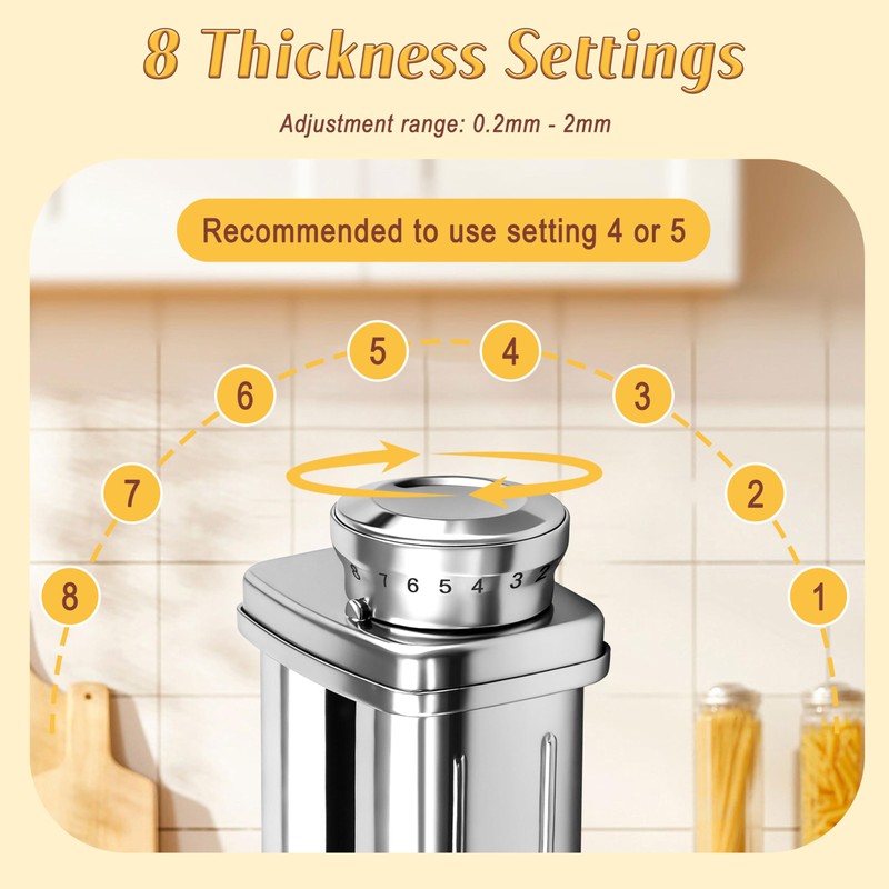 Pasta Roller Attachment for KitchenAid Stand Mixer, Stainless steel Pasta