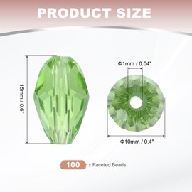 PATIKIL 8mm Faceted Glass Beads, 100 Pcs Green Bicone Birthstone Bead Vertical Hole for DIY Crafting Bracelet Necklace Jewelry Making