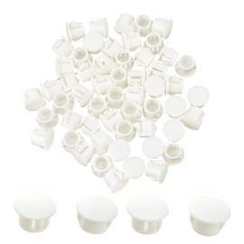 BOPOREAE 3/8 In/10 mm Plastic Hole Plugs, White Screw Hole Cover Flush Type Snap in Locking Panel Tube Plug Knockout Seal Steel Furniture Cabinet Fencing Post Pipe Insert End Caps, 60PCS