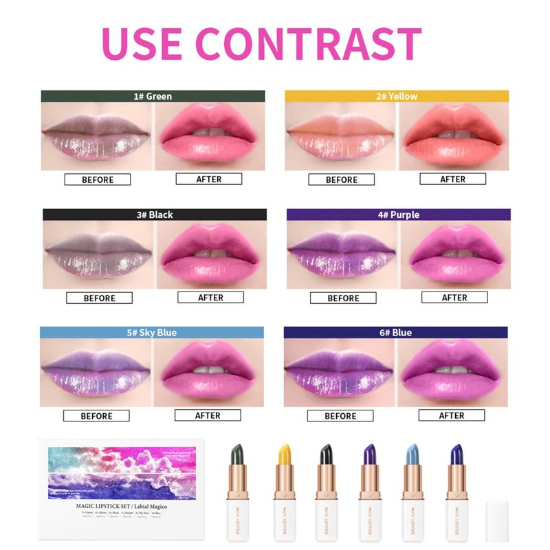 6 Color Lipstick Color Changing Lipstick Lip Stain Long Lasting