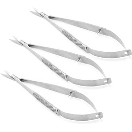 AAProTools 3 Pcs Micro Scissors 5.5" Straight Castroviejo Stitch Cutting Embroidery Spring Action Extra Sharp for Ent Eye Dental Veterinary