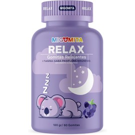 MIGOMITA RELAX | 60 Gomitas para dormir | Ideal para niños y adultos | Sin melatonina | Gomitas que promueven el sueño | Ingredientes 100% naturales: magnesio, pasiflora, lteanina y gaba| Suplemento para un sueño profundo.