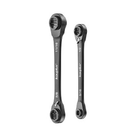kauplus 4 in 1 SAE Non-Slip Box End Reversible Ratcheting Wench Set - 2PCS, 6pt., 120-Tooth Ratcheting gear, 5/16 Inch to 3/4 Inch