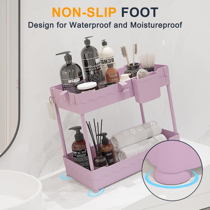 Sevenblue 2 Pack Under Sink Organizer, Under Bathroom Cabinet Organizer