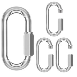ORTAVA Pack of 4 M6 Screw Carabiners, Stainless Steel Carabiners, 397 kg Bearing, Stainless Steel Carabiner for Outdoor, Swing, Camping and Hiking, Chain Link Made of Stainless Steel A2 V2