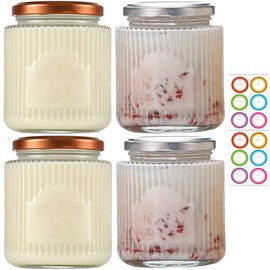 BEVKAF Overnight Oats Jar, Overnight Oats Container for Overnight Oats Salad Jars Salad Dressing Pots Yogurt Pudding Chutney Jam Spice (Silver & RoseGold Lid)