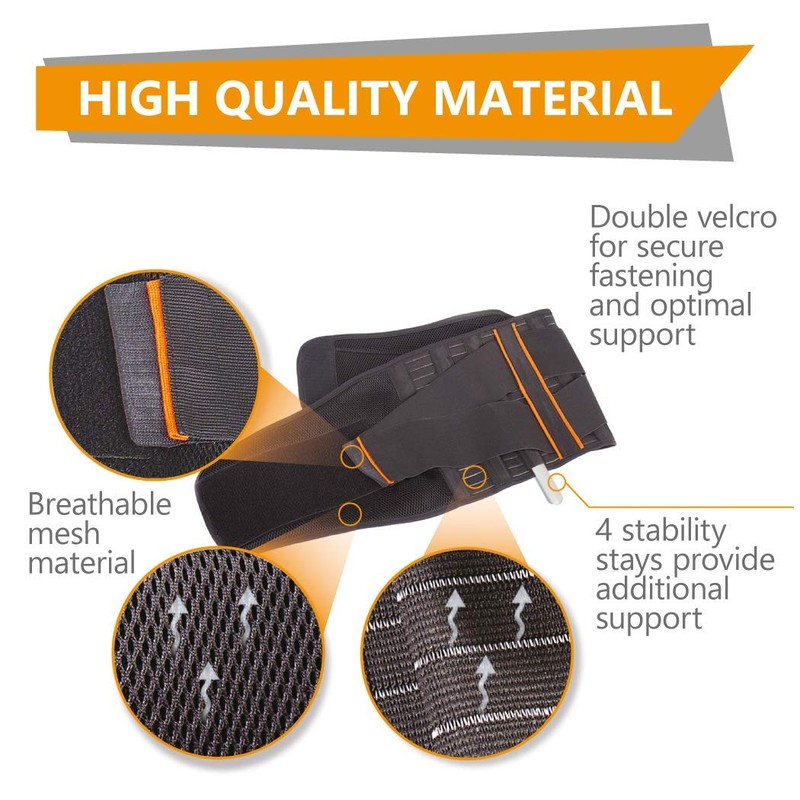Back Support Belt Back Strap with Stabilising Rods for Pain