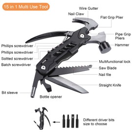 SAWKIT Multi-Tool Hammer Multi-Functional 15 in 1 Mini Pliers Camping Gear Survival Tool for Men, DIY Handyman, Father/Dad, Husband, Boyfriend, Women, All in One Survival Tools Small Hammer Multitool