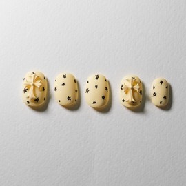 [Design Nail Tips] Yellow Cross - Short Oval / [디자인 네일팁] 옐로우 크로스 - 숏오발