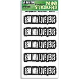 Gear Tatz - Real Men Love Jesus - Set of 5 Christian Mini Stickers - for Laptops, Phones - Professionally Made in The USA - Vinyl Decal (1, 1"X3"(Set of 5))