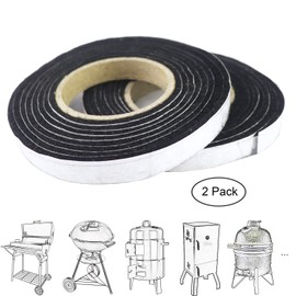 LANUCN BBQ Smoke Seal Strip/Self Stick Leak Proof Smoker Gasket/Oven Door Seal Hopper Lid Sealing Strip/Smoke Keeping Strip/Heat Resistant Grill Gasket (8.2ft,1/2'',1/8'',2 Pack) (Black)