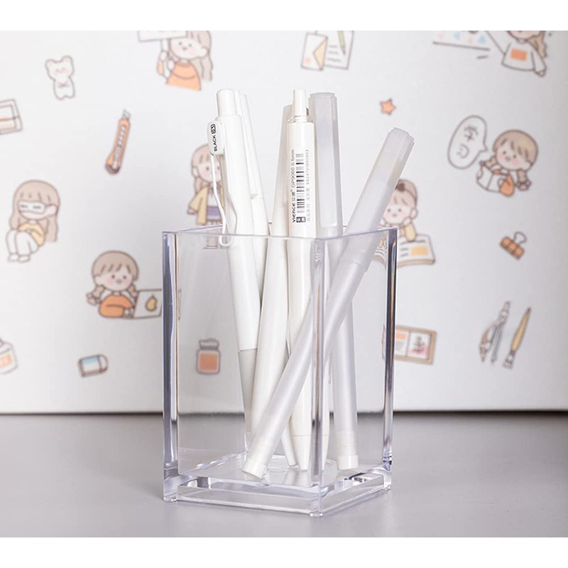 HSYMQ 2 Pack Clear Acrylic Pencil Pen Holder Cup, Makeup