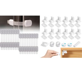 Inaya 16-Pack Child Proof Locks & 12-Pack Magnetic Cabinet Locks for Baby Proofing