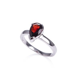 namana 925 Sterling Silver Garnet Ring for Women, Sterling Silver Ring with Natural Garnet Gemstone, Silver Rings for Women with Pear Shaped Garnet Gemstones, Garnet