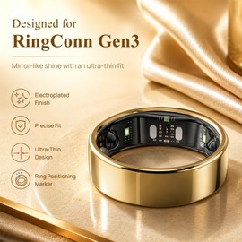 3 Pack Ring Cover Compatible with RingConn Gen 3, Ultra Thin Anti-Scratch TPU Ring Protector for RingConn Gen 3 Working Out Accessories Men Women (3*Royal Gold, 8)
