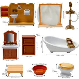 Dollhouse Floors with Furniture & Accessories, Mini Furniture Dollhouse, Miniature Decorative Table and Chairs, Tea Cup Set, Mini Tableware Family Parent-Child Scene Suitable