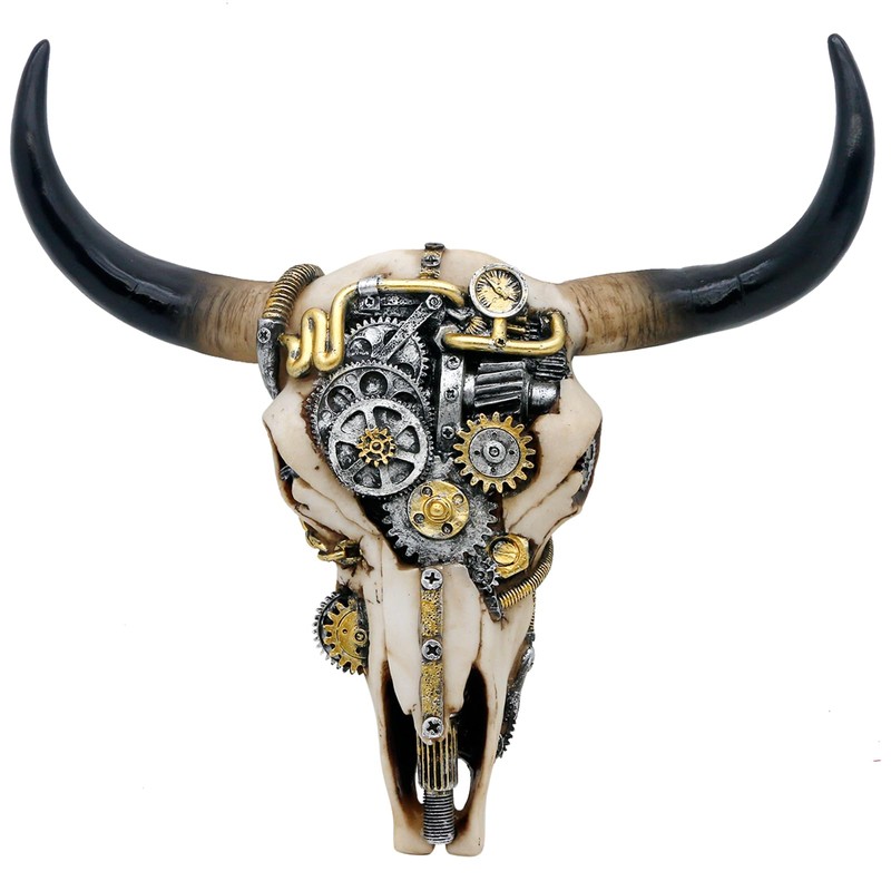 Steampunk Cow Skull Wall-Decor - Western Bull Head Skull Wall