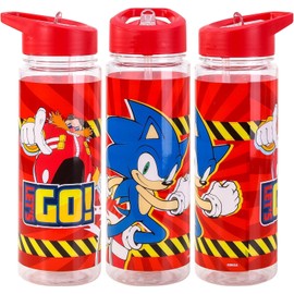 Top Linen (NW) Ltd Sonic Let's go 650ml Kids Water Bottles with Straw, Back to School Supplies Girls Water Bottle - Surpries Water Bottle For Boys Red.
