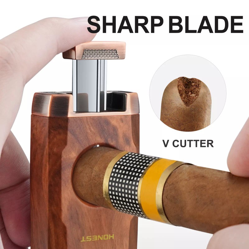 Torch Cigar Lighter Built-in V Cigar Cutter Refillable Butane Torch