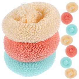 Gatuida 10pcs Dish Scrubbers Plant Fiber Scouring Pads for Tableware Cleaning Non-Scratch Kitchen Dish Cleaning Balls Versatile Round Scrub Pads for Plates Bowls and Utensils