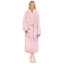 PAVILIA Premium Womens Plush Soft Robe Fluffy, Warm, Fleece Sherpa Shaggy Bathrobe (L/XL, Light Pink)