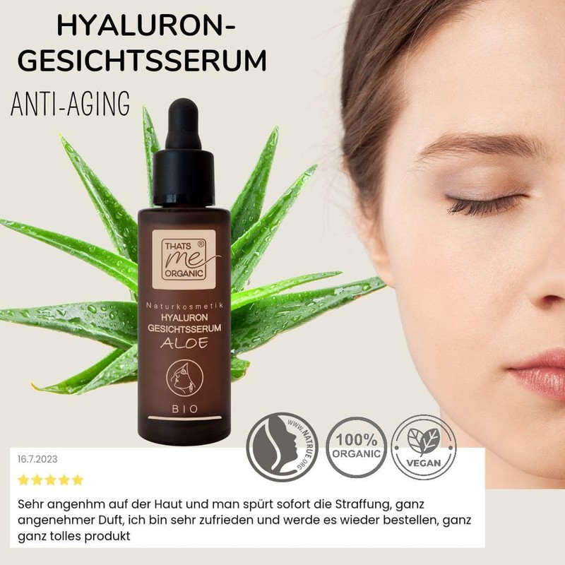 BIO Hyaluron-Gesichtsserum Aloe - Anti Aging - glättend & straffend