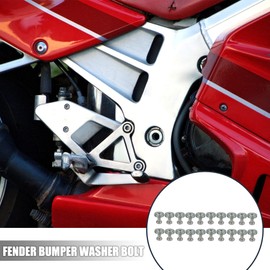 Motoforti 20 Pcs Motorcycle Silver Tone Fender Bumper Washer Bolt Nut Kit