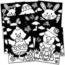 Baker Ross Easter Colouring Pictures - Pack of 10, Easter Colouring Pictures with Velvet for Children for Crafts (FC627)