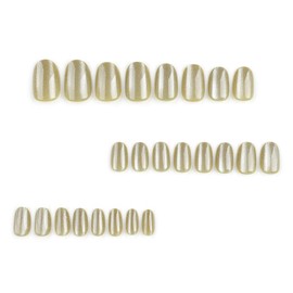 24pcs Press on Nails Short Round Fake Nails Glossy Green False Nails Acrylic Glue on Nails Glitter Full Cover Stick on Nails Elegant Artificial Nails for Women