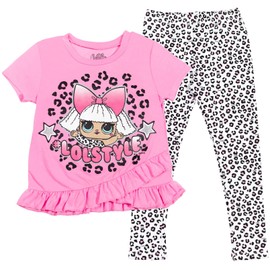L.O.L. Surprise! Diva Little Girls T-Shirt Legging Set Pink/Cheetah 4
