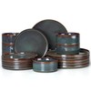 E-far Stoneware Dinnerware Sets, 18-Pieces Modern Plates and Bowls Sets,