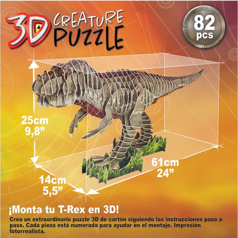 Educa - T-Rex, 3D Puzzle for Adults and Children from