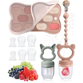 Chupete de Frutas,Mordedor sin BPA para Niños,Bandeja Congeladora de Comida de Frutas para Niños,Comedero para la Dentición y la Autoalimentación (Rosa)