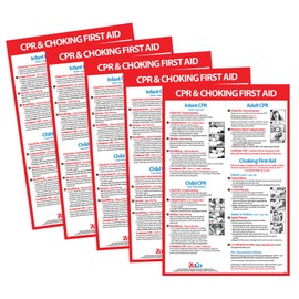 5 Poster Pack: First Aid Choking Posters - Choking Posters Laminated - Choking Victim Posters - Heimlich Maneuver Posters - First Aid Posters for Babies, Children, and Adults - 12 x 18