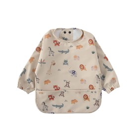 GZMM Waterproof Baby Bibs,Infant Toddler Long Sleeve Feeding Bib With Food Catcher,Easy Clean & Washable(cartoon animal)