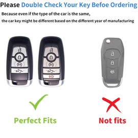 for Ford Key Fob Cover Genuine Leather with Keychain,Leather Key Case Protector Compatible with Ford Fusion F150 F250 F350 F450 F550 Smart Key Anti-dust Full Protection