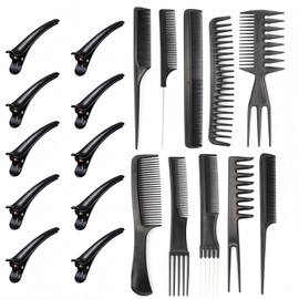 RUIENGCOMM 20 PCS Hair Combs Set Anti-static Barber Comb Hair Dying Accessories Hair Stylists Hair Clips Professional Styling Comb & Care Clip Set Barbers Brush Combs Set for Women Men