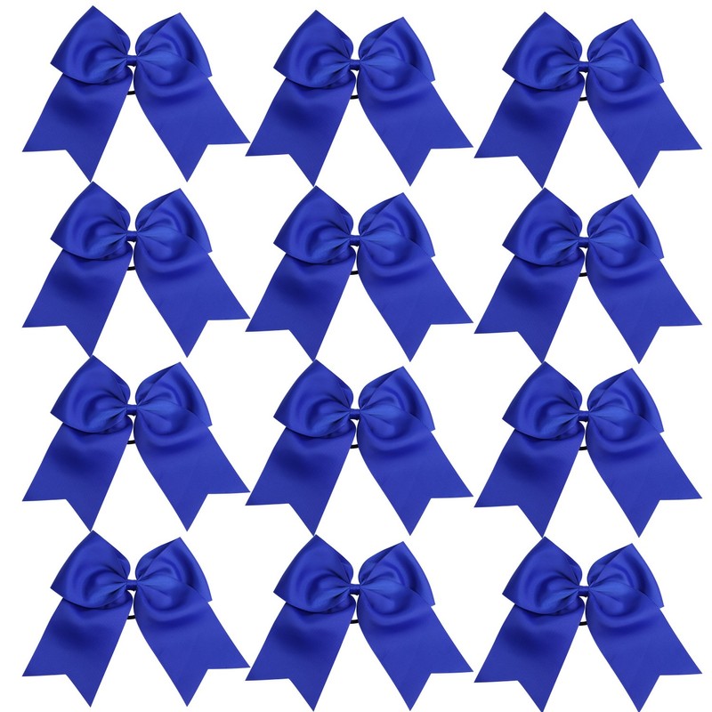 8 Inch Cheerleader Bows Ponytail Holder Solid Color Cheerleading Bows