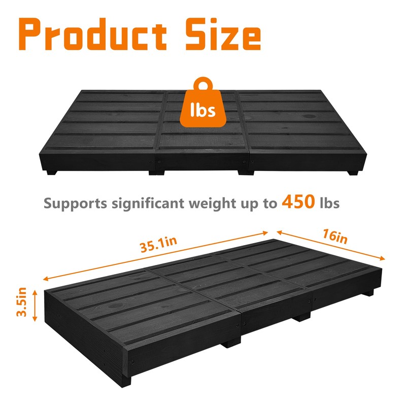 Outdoor Steps 3.5'' Height, Wooden Step Platform 35” Length, Step