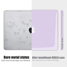 B BELK Compatible with MacBook Air 15 inch Case 2024 2023 Release M3 M2 Model A3114 A2941 with Touch ID & Retina Display, Plastic Laptop Hard Shell Case + Keyboard Cover + Screen Protector, Purple