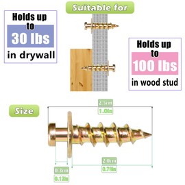 Ansoon Double-Headed Bear Claw Wall Picture Hooks, 4-in-1 Picture Drywall Hanging Screw for Pictures, D-Rings, Sawtooth, Wire, Keyholes for Hanging and Mounting (Color Zinc, 20 Pack+D-Ring)